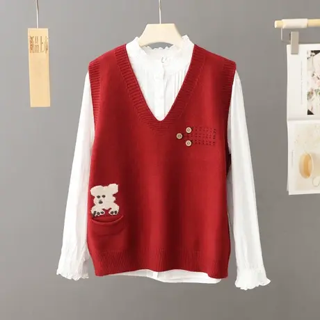 叠穿针织马甲女秋冬2023新款韩版设计感小众外穿无袖毛衣背心马夹图片