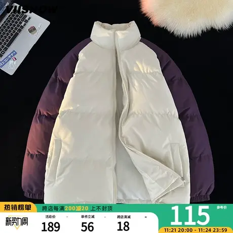 VIISHOW撞色插肩袖棉衣外套男冬季加厚棉袄美式立领潮牌宽松棉服图片