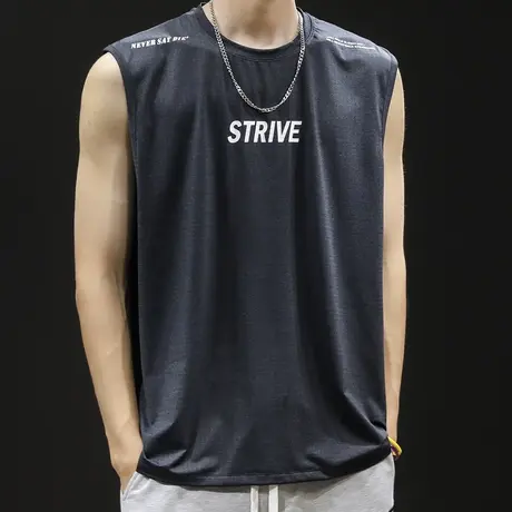 速干冰丝无袖背心男坎肩夏季薄款男士跨栏运动健身篮球大码t恤潮图片