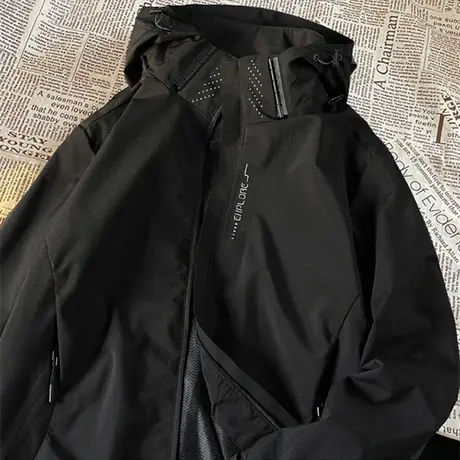 春秋冬季户外冲锋衣男珊瑚绒可拆卸三合一防风防水纯色防寒服外套商品大图