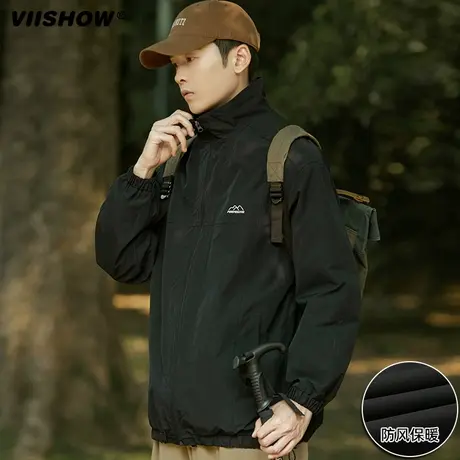 VIISHOW日系男女宽松连帽防水登山外套男装秋冬潮户外冲锋衣夹克商品大图