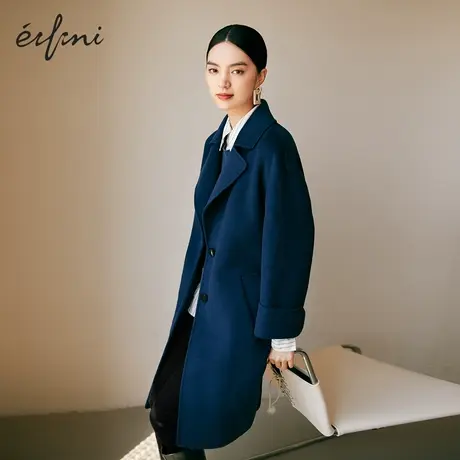【商场同款】伊芙丽毛呢外套中长款双面羊毛大衣女秋冬1CA370341图片