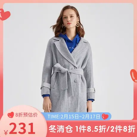 伊芙丽新款宽松显瘦羊毛大衣女中长款气质毛呢外套女118A174521📲商品大图
