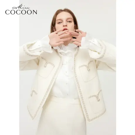 missCOCOON法式粗花呢小香风短外套女2023秋冬新款名媛千金风上衣商品大图