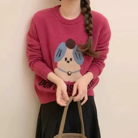 冬季加厚红色毛衣女款2023新款秋冬爆款内搭圣诞节打底衫时尚洋气商品大图