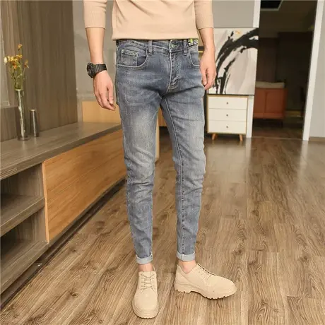 牛仔裤男修身小脚显瘦网红潮牌弹力长裤韩版潮流休闲秋季裤子百搭图片