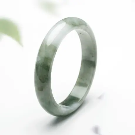 天然A货翡翠手镯飘绿正装细豆种翡翠玉镯子深色底附证书送妈妈图片