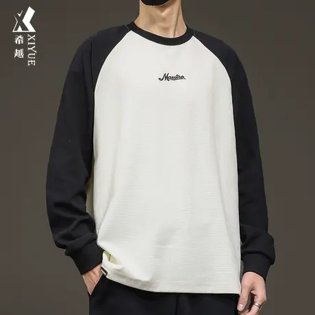 希越重磅300g长袖T恤2024春季插肩袖套头卫衣宽松大码男士打底衫图片