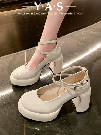 法式粗跟玛丽珍小皮鞋女黑色高跟复古仙女风鞋单鞋配裙子白色女鞋商品大图