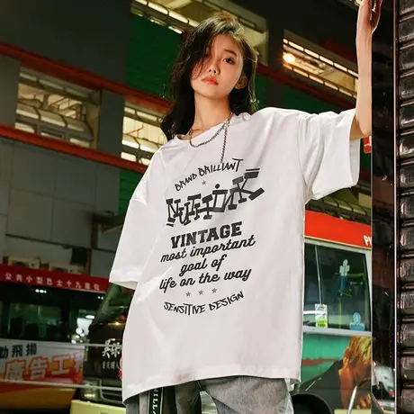 Nuthink美式高街宽松潮流西海岸字母短袖T恤男潮春季加肥加大半袖图片