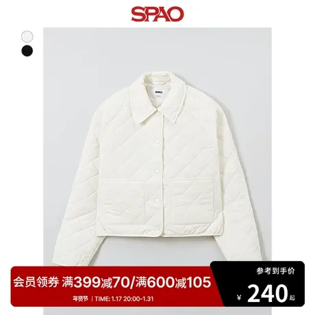 SPAO韩国同款2024年春季新款女士长袖翻领纯色夹克外套SPJAE12G01商品大图