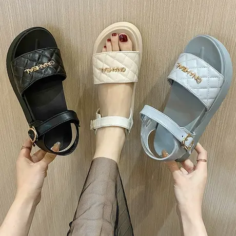 运动凉鞋女平底2021年春夏新款平底百搭软底轻便网红学生沙滩鞋商品大图