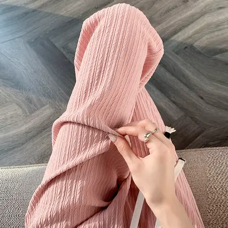 窄版阔腿裤女春秋新款高腰垂感休闲直筒裤雪尼尔粉色糯米拖地裤潮商品大图
