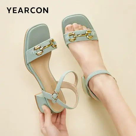 意尔康时装凉鞋2024新款设计感百搭一字带法式复古气质中低跟女鞋商品大图