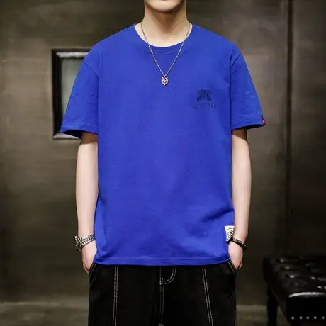 纯棉短袖男士夏季2023新款潮牌ins百搭t恤上衣服潮流宽松半袖体恤商品大图