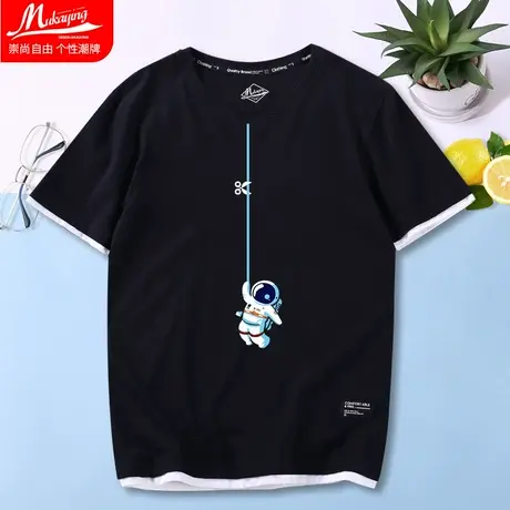 nasa宇航员联名拼接撞色t恤男短袖潮流潮牌2021年新款夏季体恤衫商品大图