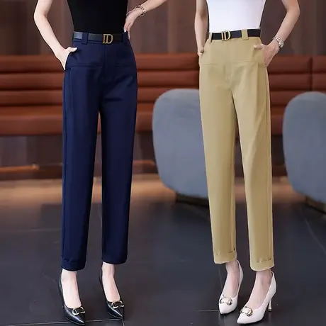 时尚西装哈伦裤子女2023秋季新款高级感气质职业小个子显瘦镰刀裤图片