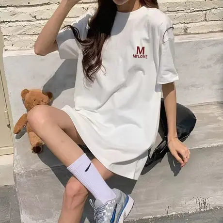 美式复古纯棉短袖t恤女夏季设计感小众chic港味女装打底衫上衣潮商品大图