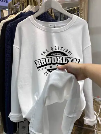 白色内搭打底衫女2023新款秋冬季加绒中长款欧货女装长袖t恤上衣商品大图