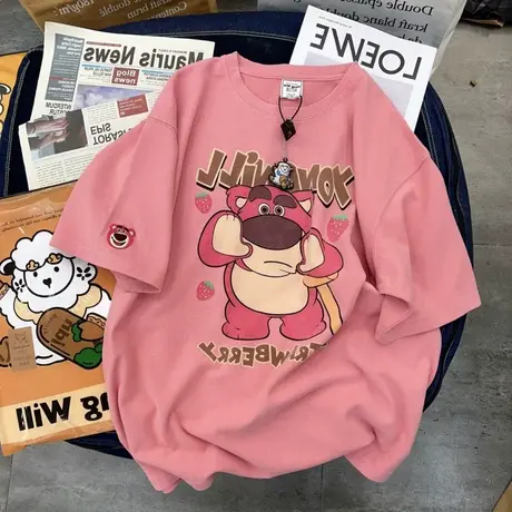 纯棉小熊短袖t恤女春夏季2023新款宽松显瘦大码半袖oversize上衣图片