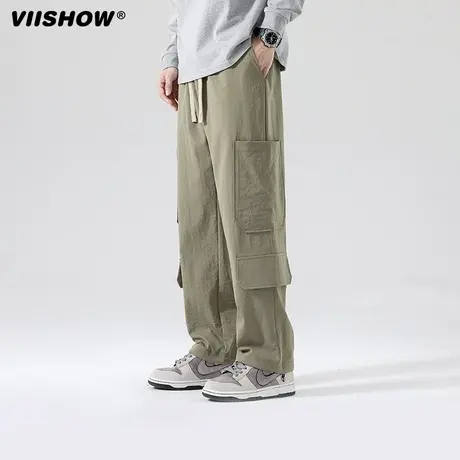VIISHOW夏季日系冰丝直筒复古工装裤男士百搭休闲裤潮牌高街裤子图片