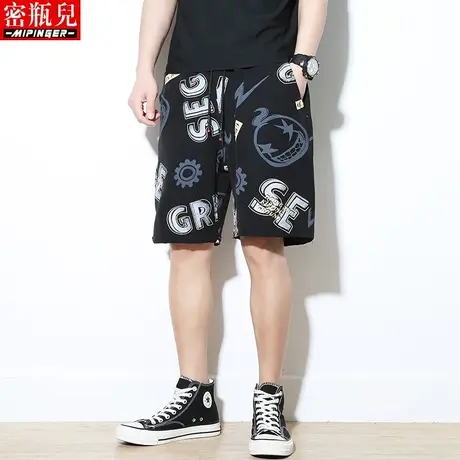 密瓶儿薄款速干短裤男宽松夏季男士大码加肥加大青少年五分裤子男商品大图