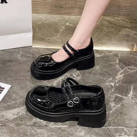 玛丽珍鞋女夏季2023年新款高跟粗跟气质单鞋法式复古配裙子小皮鞋商品大图