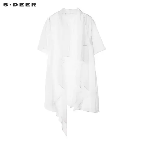 sdeer圣迪奥女装夏装特卖清仓素雅飘逸雪纺开衫S18282221商品大图