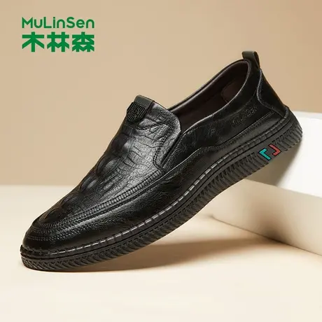 木林森男士皮鞋男款爸爸鞋秋春季商务休闲皮鞋男2024新款真皮男鞋商品大图