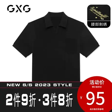 GXG男装[新尚]夏季新品黑色商务刺绣针织polo衫保罗衫商品大图