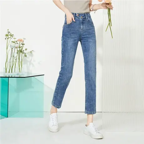 逸阳直筒九分牛仔裤女2023年夏季新款高腰显瘦烟管法棍裤子0152图片