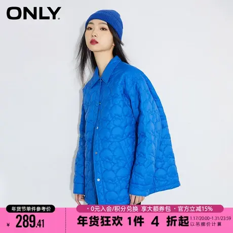 ONLY冬季休闲宽松小熊中长款衬衫棉服商品大图