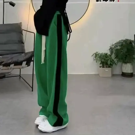 休闲运动阔腿裤女春秋新款时尚洋气垂感拖地裤设计感显瘦长裤子潮商品大图