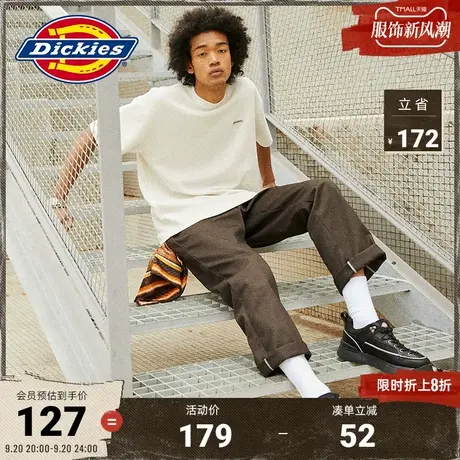 Dickies23新品春夏新款工装华夫格面料重磅感短袖T恤男女情侣图片