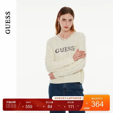 GUESS女士甜美蕾丝花边含羊毛针织衫-Q4PR63Z0W90商品大图