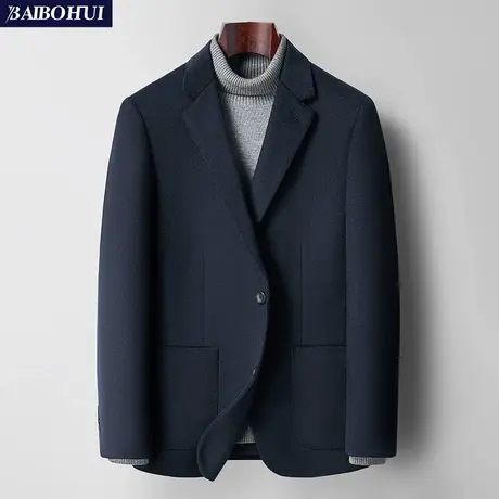 秋冬新款羊毛呢子西装男士商务正装修身休闲西服上衣轻奢高档单西商品大图