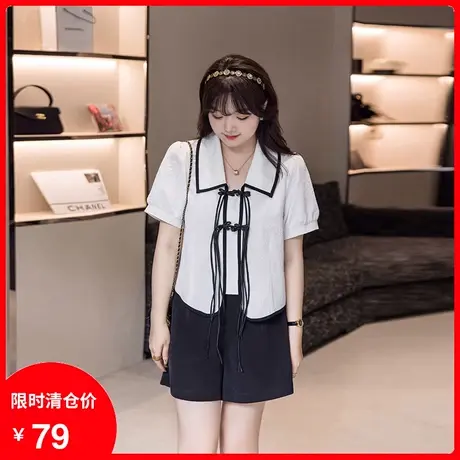绮娑大码女装胖妹妹2023年夏季新款改良旗袍上衣显瘦高级感气质图片