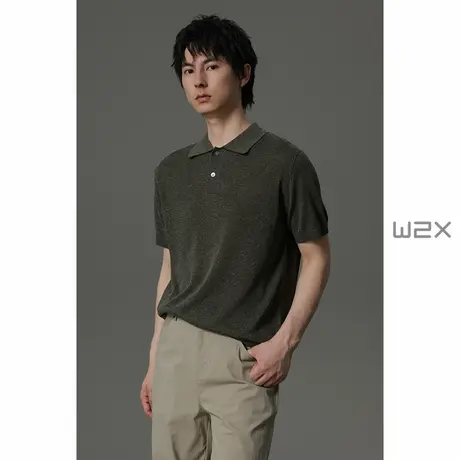 w2x夏季针织宽松设计感polo衫日系休闲百搭青年半袖T恤时尚保罗衫商品大图