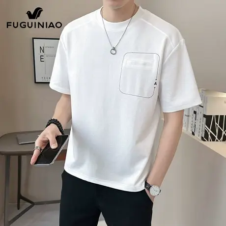 富贵鸟圆领短袖t恤男士2025年夏季薄款宽松上衣服休闲体恤衫男装商品大图
