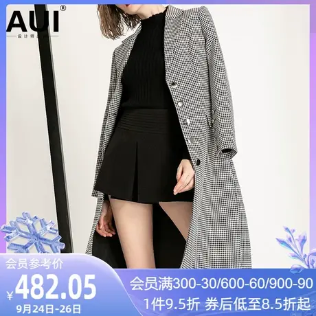 欧洲站风衣女中长款2022初秋新款欧美风流行女装千鸟格大衣外套薄商品大图