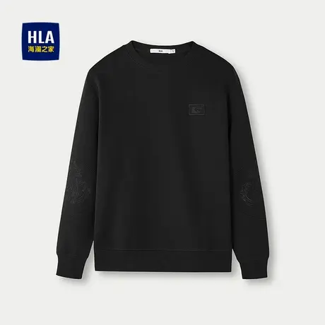 HLA/海澜之家简约刺绣卫衣25秋季新款保暖简约纯色圆领套头上衣男图片