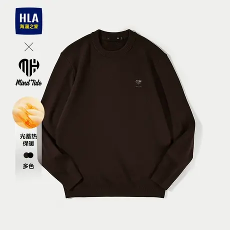 HLA/海澜之家亦心即为系列针织衫25秋冬新字母印花圆领保暖毛衣男图片