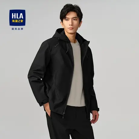 HLA/海澜之家磁吸拉链夹克25秋新款格子连帽时尚工装风休闲外套男图片