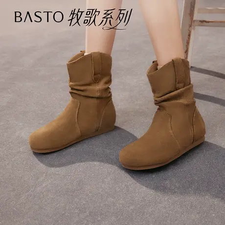 【好物体验专享】百思图2025冬季商场新款西部堆堆靴女靴D3390DZ5商品大图