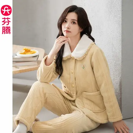 芬腾娃娃领珊瑚绒睡衣女秋冬加绒加厚甜美抗静电外穿家居服2025年商品大图