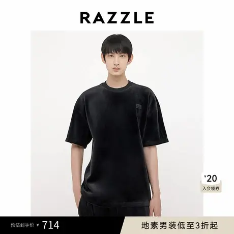 RAZZLE 地素男装黑色2025春季时尚休闲T恤商品大图