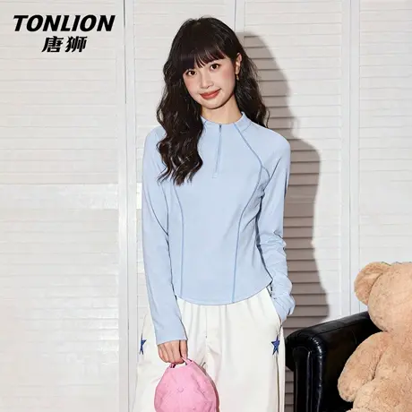 唐狮官方速干长袖t恤女2026新款春夏半拉链运动衫户外跑步上衣VC图片