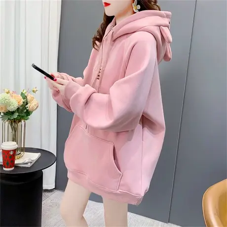 宽松慵懒风加绒加厚连帽卫衣女2022年新款秋冬洋气减龄设计感外套商品大图