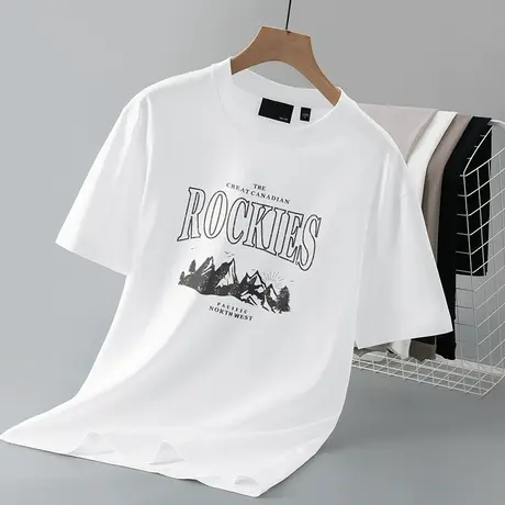 250g重磅纯棉t恤男短袖白色上衣服美式全棉半袖潮流宽松圆领体恤商品大图