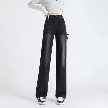 时尚气质牛仔裤2023年秋冬款女高腰复古百搭显瘦高级牛仔直筒裤商品大图